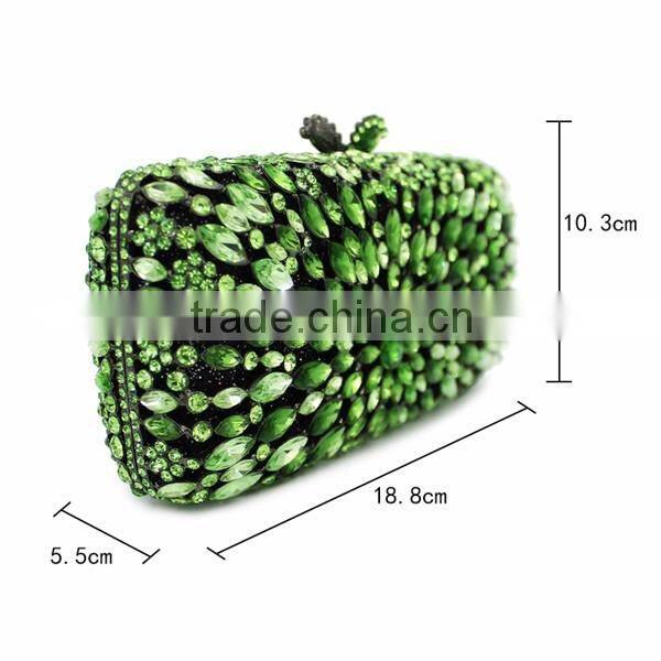 clear plain green crystal clutch evening bag bridal wedding party stone handbags (8717A-G2)