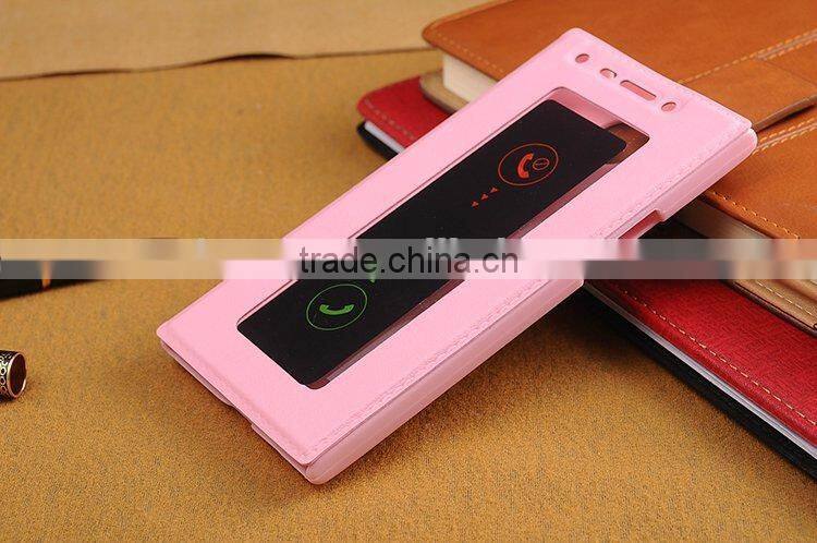 Hot-selling open window leather case cover for gionee elife e7,For gionee elife e7 case