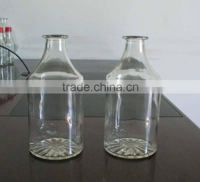 round high quality clear glass botles for liquor, wine glass bottles wholesale