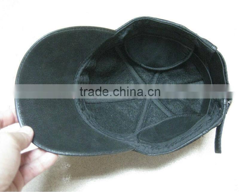 Cool 6 panel winter hat leather baseball cap
