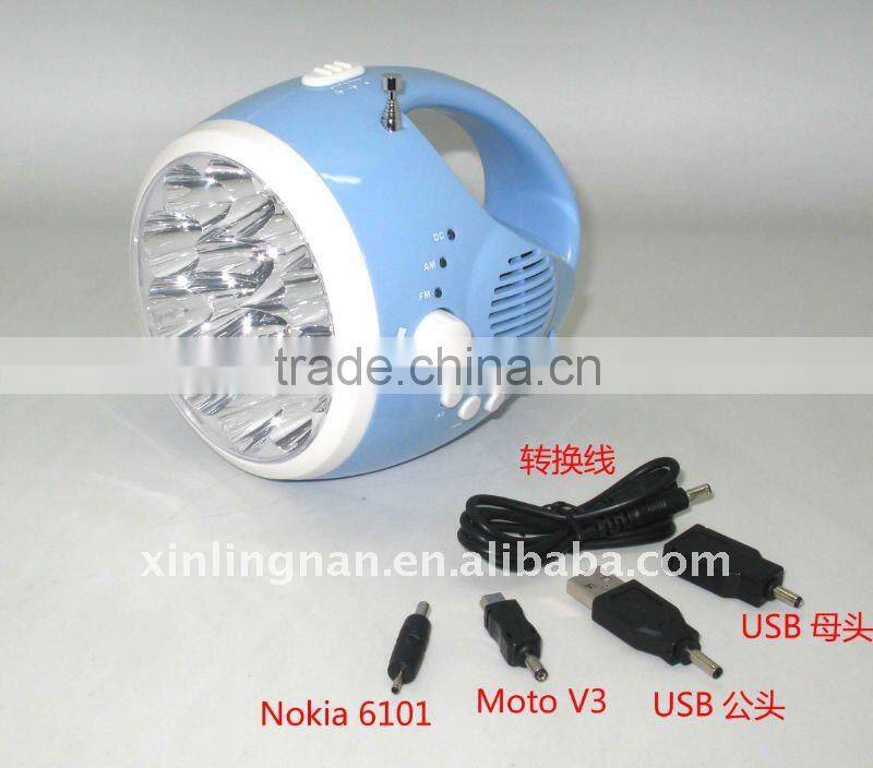 Crank Dynamo Flashlights Radio with Super Bright 15 LEDs, FM Radio