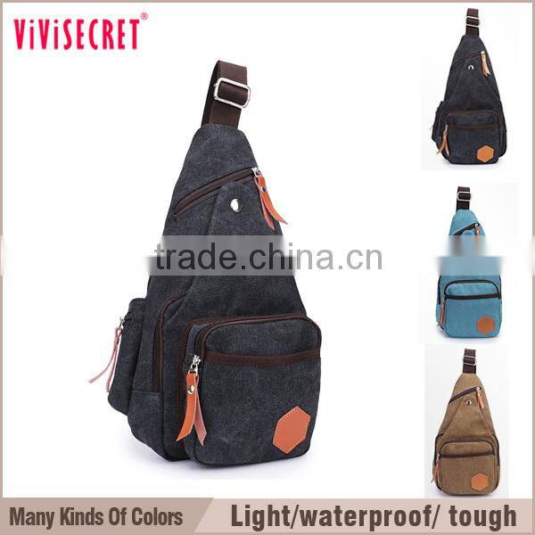 vivisecret Outdoor Sports Casual Canvas Backpack Crossbody Sling Bag Shoulder Bag Chest Bag for Men