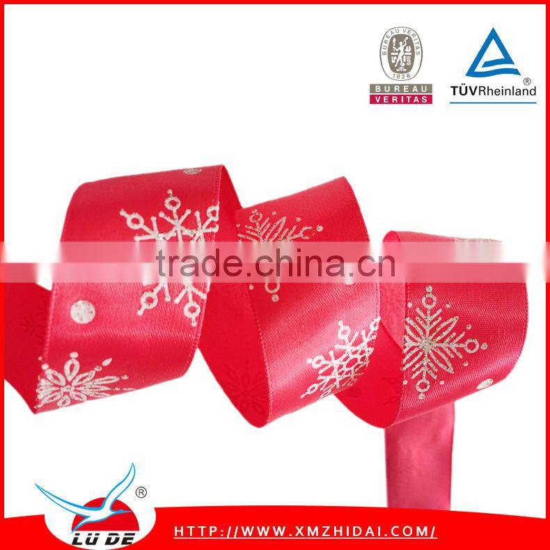 2015 Christmas Tree Printed Grosgrain Ribbon Glitter Printed Ribbon Christmas Ribbon