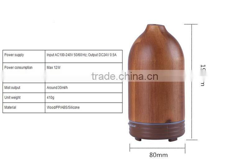 Wood+ABS+PP aroma oil diffuser, Wooden essential oil aroma diffuser, 100ml ultrasonic diffuser oil with 1 year warranty