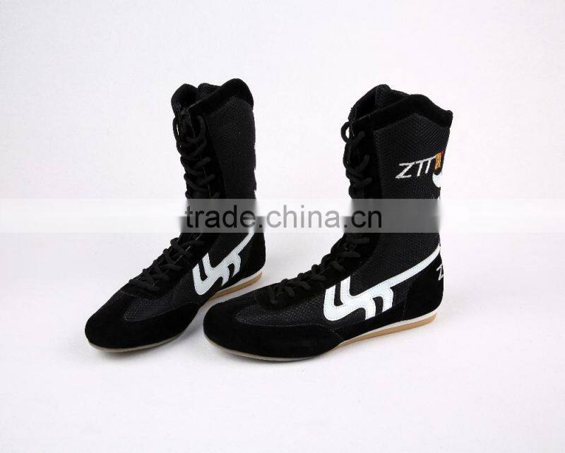 custom made fashion leather high-top kick boxing shoes Boots rubber outsole for boxing specific cushioning