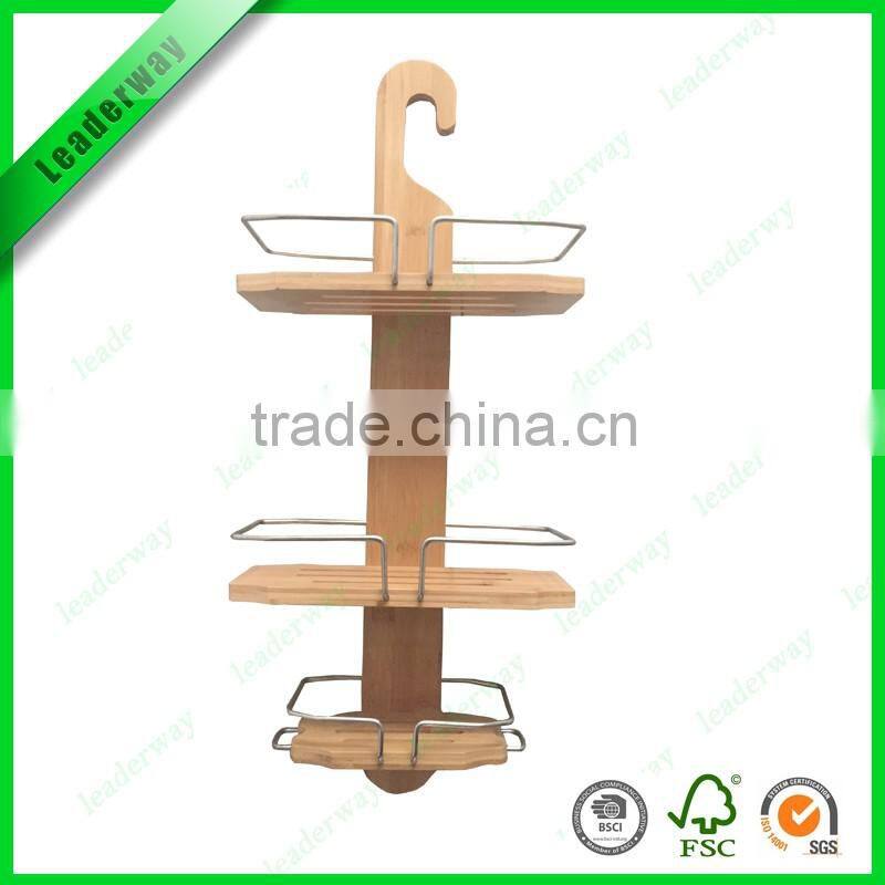 Popular 3-tier bathroom bamboo display rack with metal