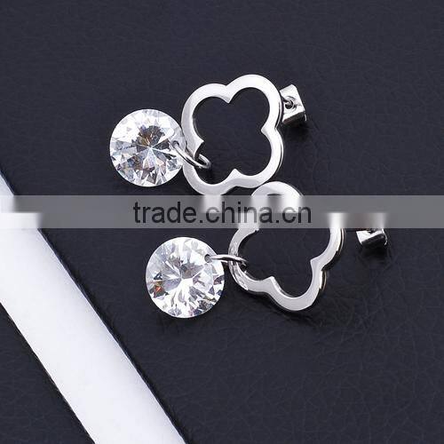 Fashion Big Crystal Stainless Steel Crystal Earring BE10161