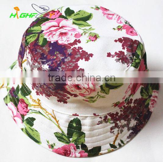 wholesale/ high quality 100%contton customize floral printed fisherman cap/ bucket cap for women