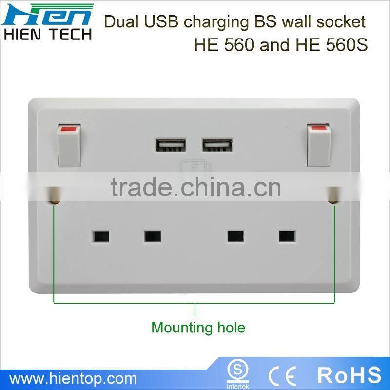 America type USB wall socket 1 gang 2 USB ports