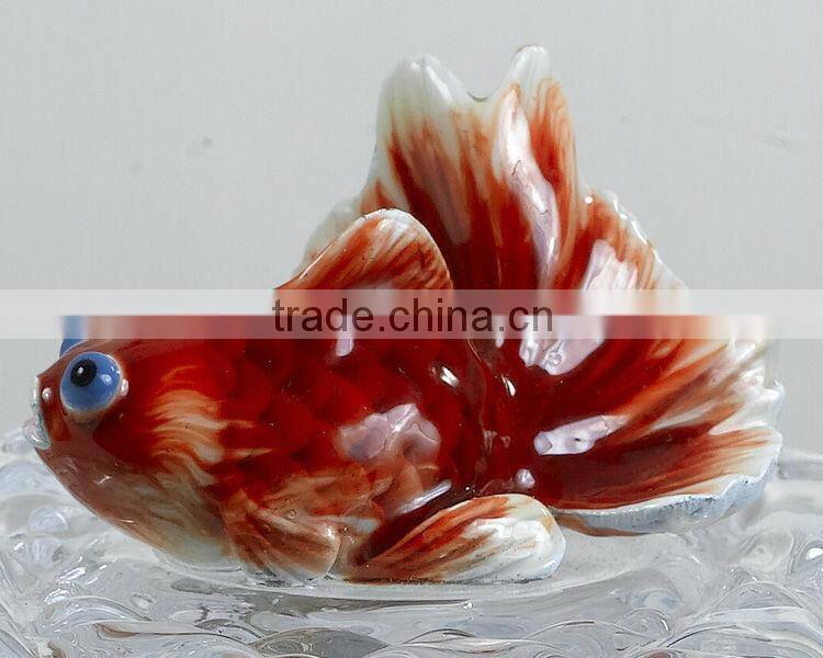 RORO gold fish enamel crystal glass candy jar