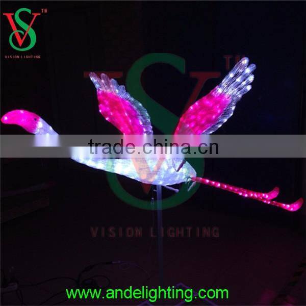 2016 new 3d motif animal light lighted flamingo led light for outdoor garden decoration