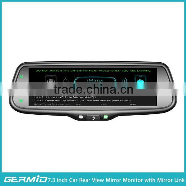 7.3 inch car mirror link full screen rear view mirror monitor with full hd dslr lcd monitor