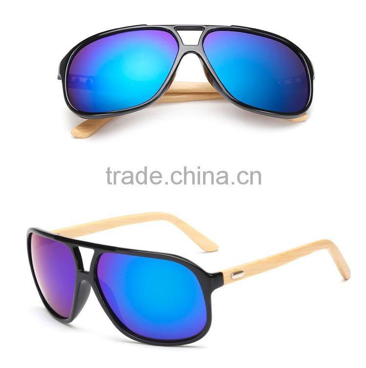 free sample 2016 newest vintage bamboo sunglasses with colorful lenses