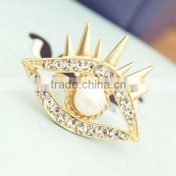 Fashion jewelry 2016 pearl eye front opening ring
