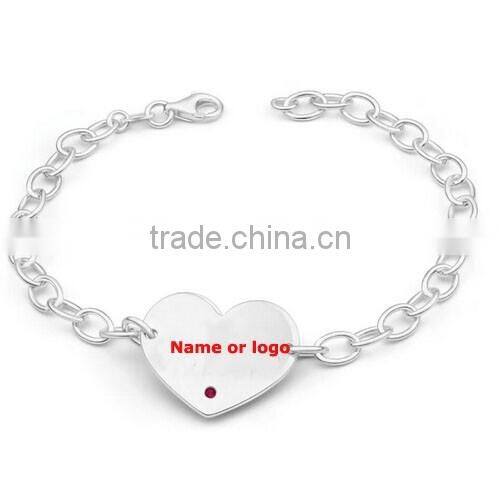 Jingli Jewelry wholesale heart shaped gold plated chunky chains bracelets, personalized logo bracelets (QS-024)