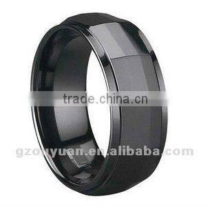 Ceramic Black Faceted Mens Wedding Ring, Hot sell wedding band ceramic ring