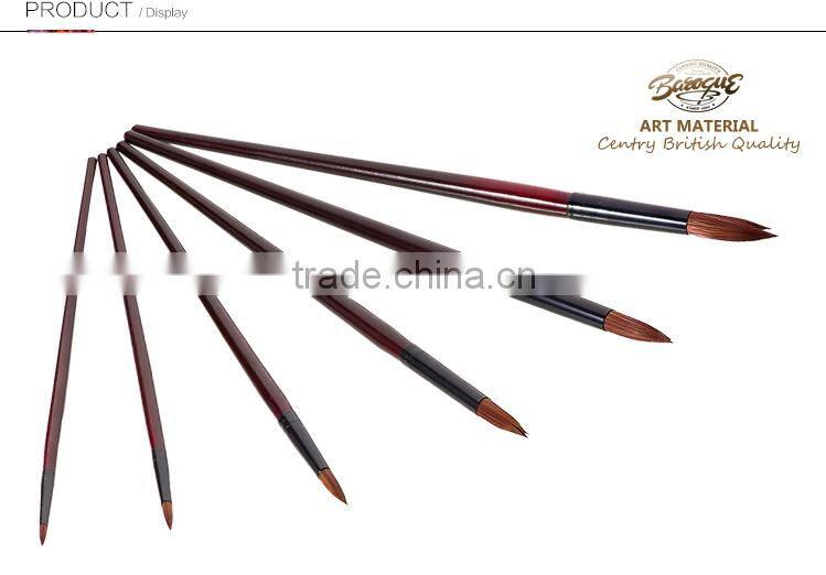 Professional upscale long wooden handle horse hair round artist water color absorbing brush set for watercolor painting