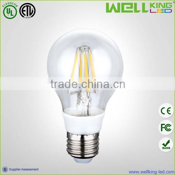 60*108mm 6W 360 Degree E27/E26 Based Dimmable Led Filament Bulb with UL DLC CE Approved