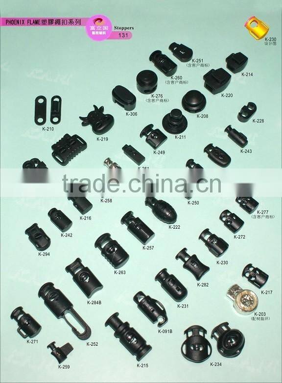 Popular bottle shape custom drawstring cord lock plastic cord stopper black cord stopper