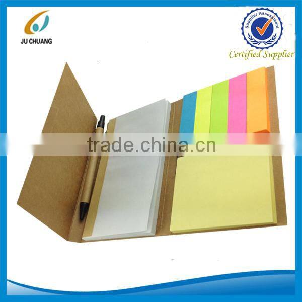 Kraft paper cover sticky notes book with pen