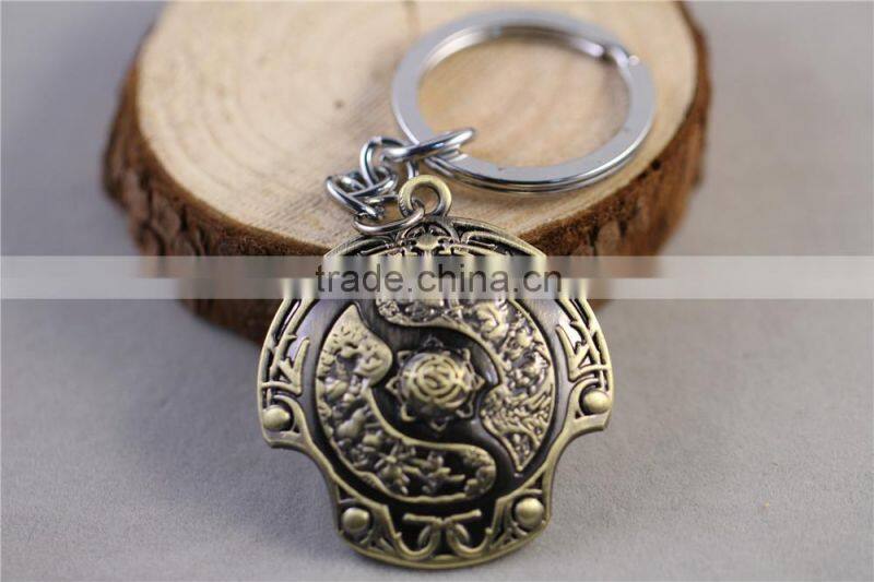 New PC online game dota 2 keychain champion shield keychain metal custom keychain