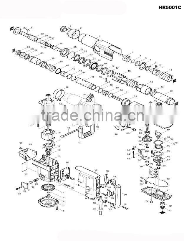 Tool holder for makita HR5001C rotary hammer
