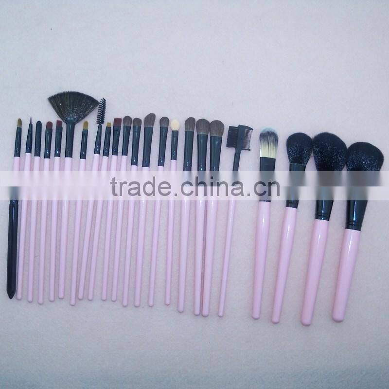 Hot sale 23pcs per set log wood handle animal fiber hair cosmetic makeup brush set with PU makeup brush bag