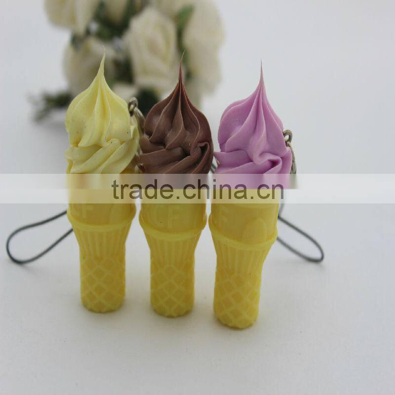 Fake food simulation ice cream prop for mobile phone straps/pendant with chocolate taste