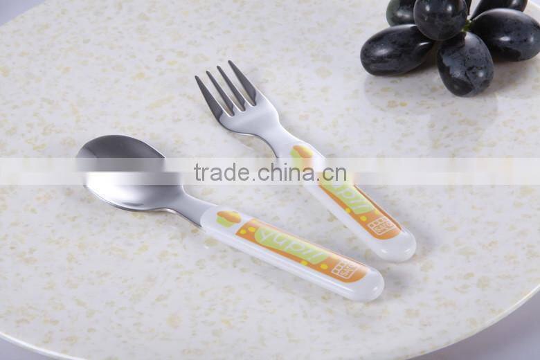 Elegent and Hight Quality Plastic Handle Spoon Fork Baby Cutlery Set