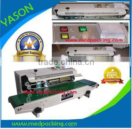 FR900 Plastic Film Sealing Machine+Vertical Sealing+Date Printing+Seal Belt