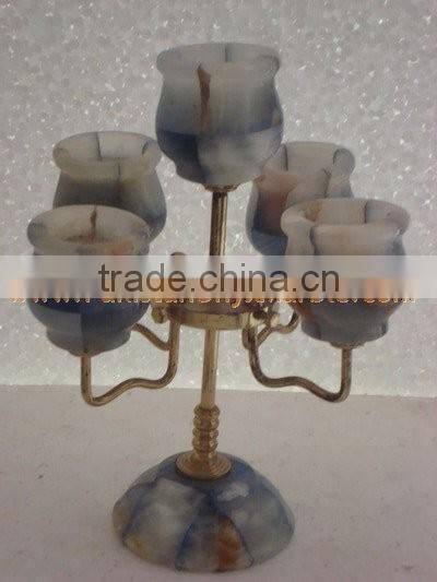 Hot Sale Popular ONYX CANDLE HOLDERS STANDS BRASS WORK