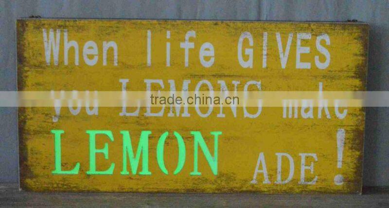 Antique decorative wooden LED wall plaque