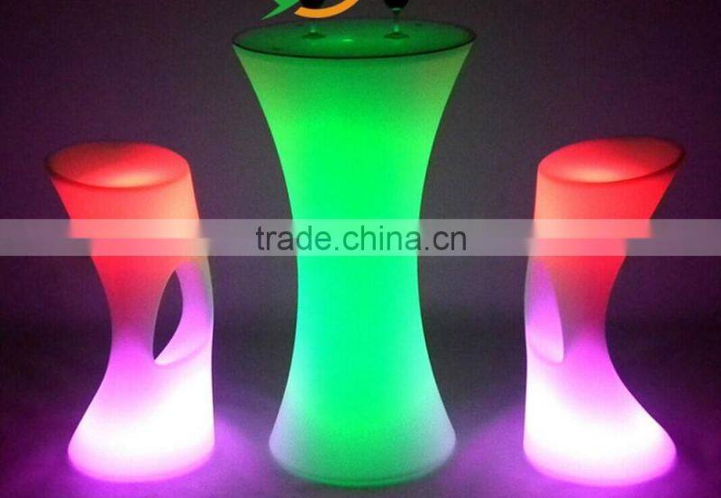 2017 Sigma 16 colors change PE plastic outdoor bar furniture cheap bar stool sets