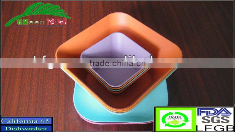 Anhui factory square bamboo fiber tableware set