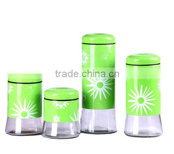 glass storage jar with sandy