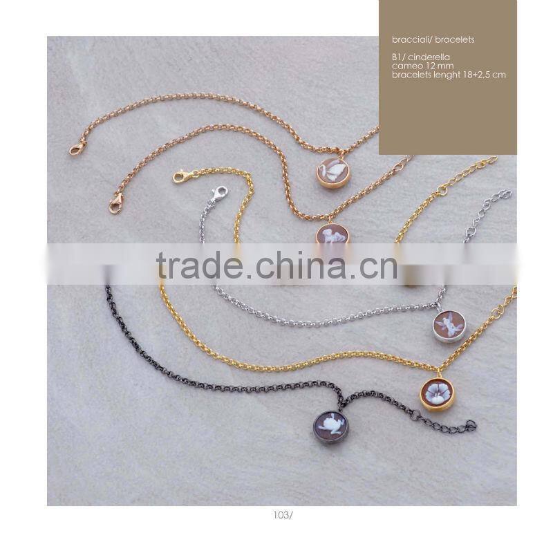 Hot Sale 925 Sterling Silver Elegant Handmade Cameo Bracelets Made in Italy B1 cameo12mm