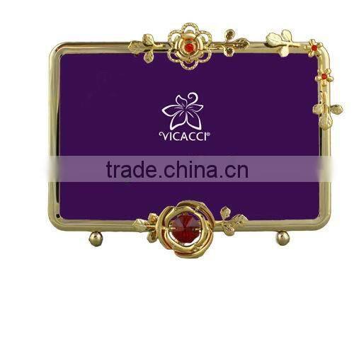 24K gold plated Oval 4x6" Photo Frame with butterfly with crystals from swarovski