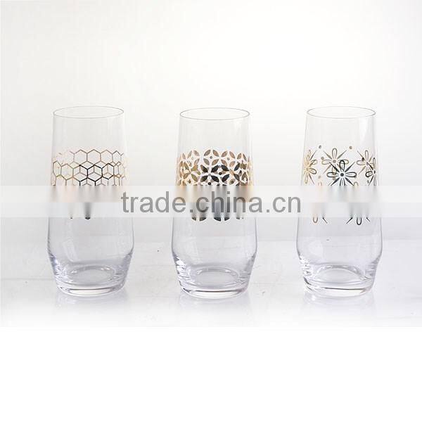19oz gold crystal fancy highball industries glassware