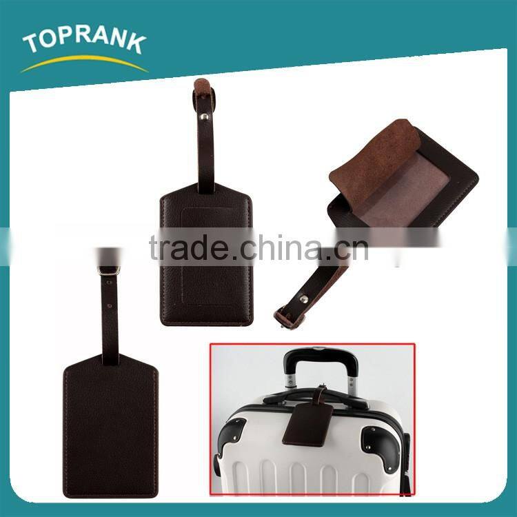 Toprank Customized New Design Personalized Double Sided Embossed Leather Luggage Tag For Travel