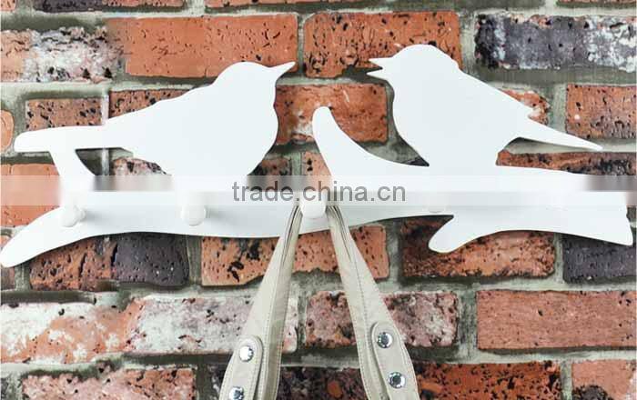 Rural white bird creative wooden wall shelf