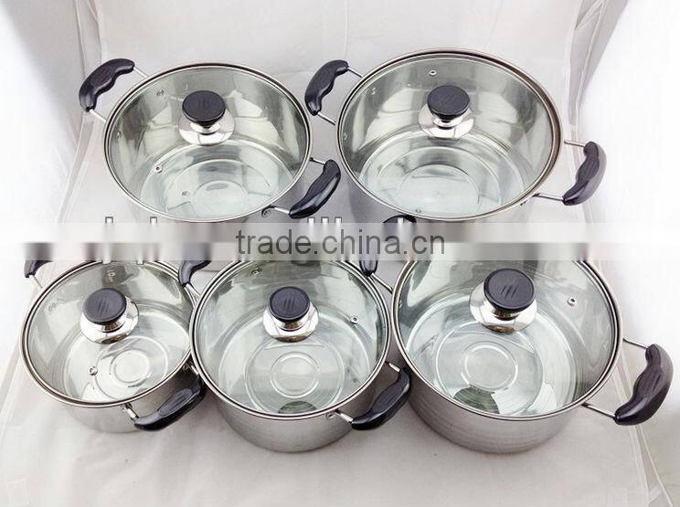 10pcs stainless steel soup pot set cookware set