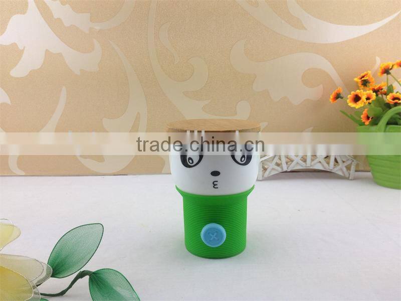 silicone cup with wood lid ceramic coffee cup