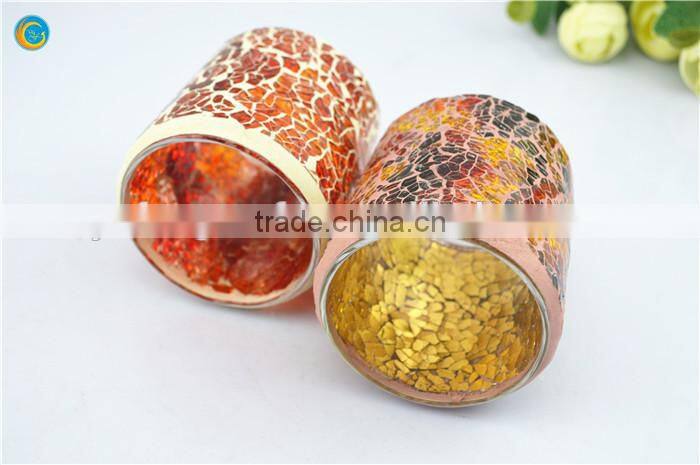 crackle glass votive candle holders