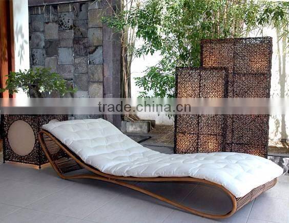 Outdoor furniture rattan round sunbed with canopy ESR-9006