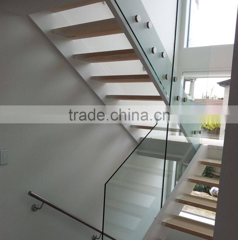 Jinxin interior estilo cristal escalera, barandilla de vidrio sin marco