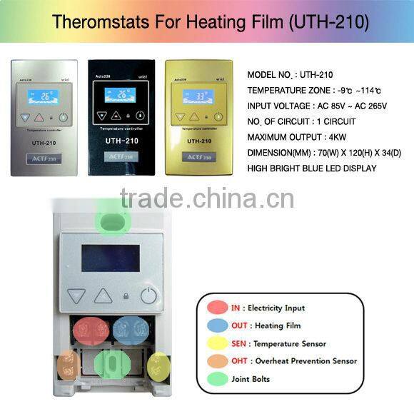 Korean thermostat for heating film & heating cable (temperature controller, temperature regulator) UTH-300(2 Circuits)