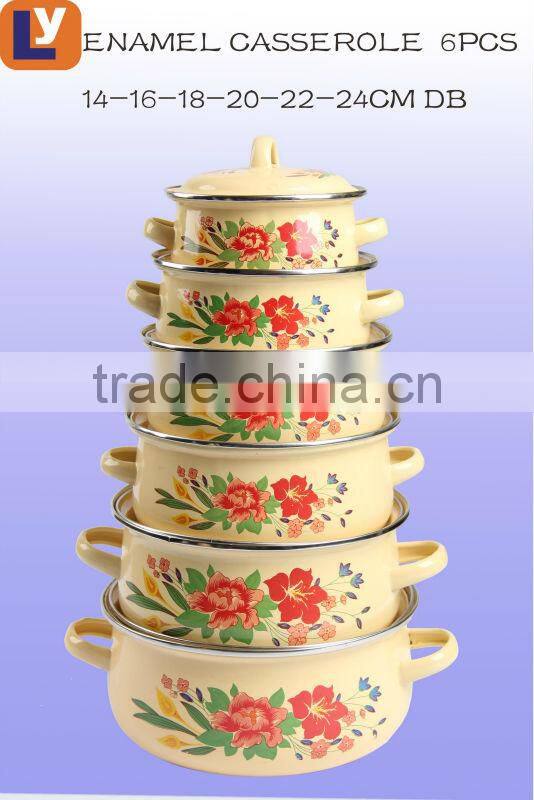 676DB 14-24CM cookware set with normal handle hot seal enamel casserole