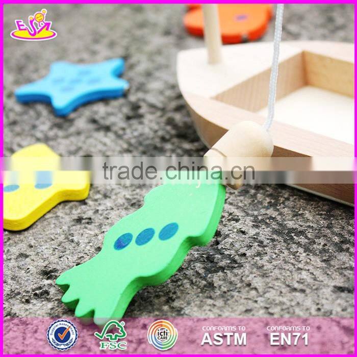2016 new design kids wooden cat fishing toy W01B029
