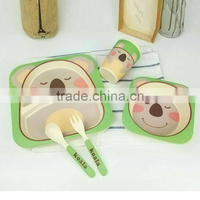 Eco-Friendly Bamboo Fiber Kids Dinner Plate Set 5-pieces