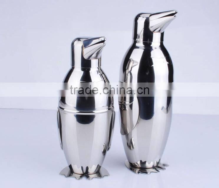 stainless steel penguin shape cocktail shaker